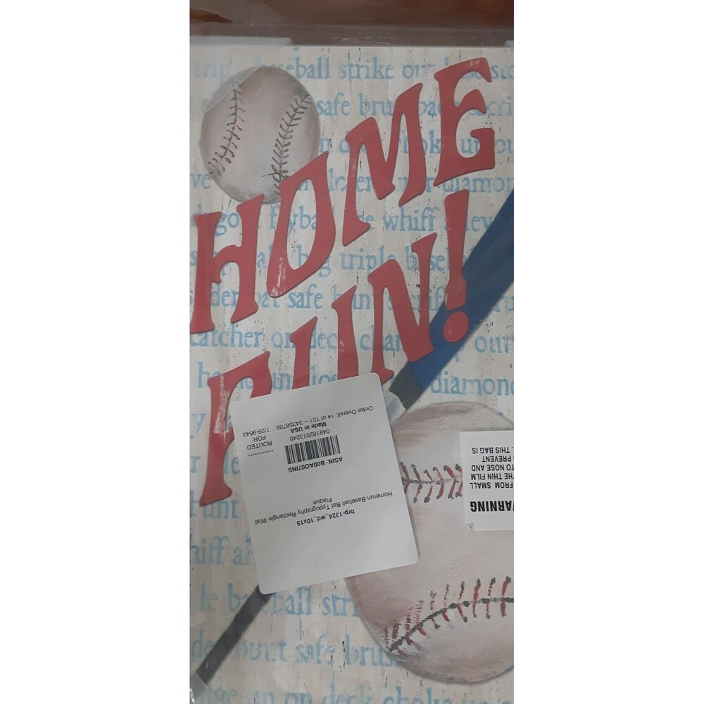 The Kids Room by Stupell Homerun Baseball Bat Typography Rectangle Wall Plaque,
